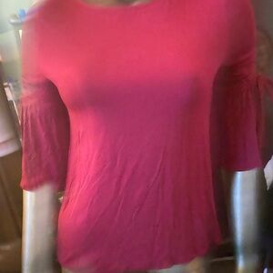 White House Black Market Raspberry Bell Sleeve Knit Top